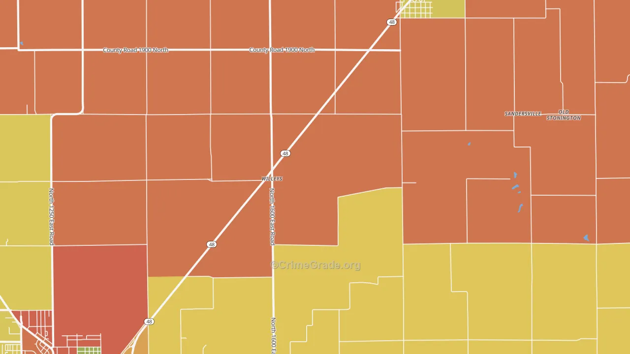 Willeys, IL Map of Robbery Rates