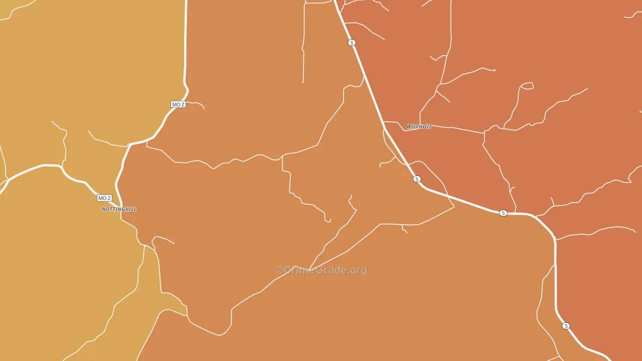 Willhoit, MO Map of Robbery Rates