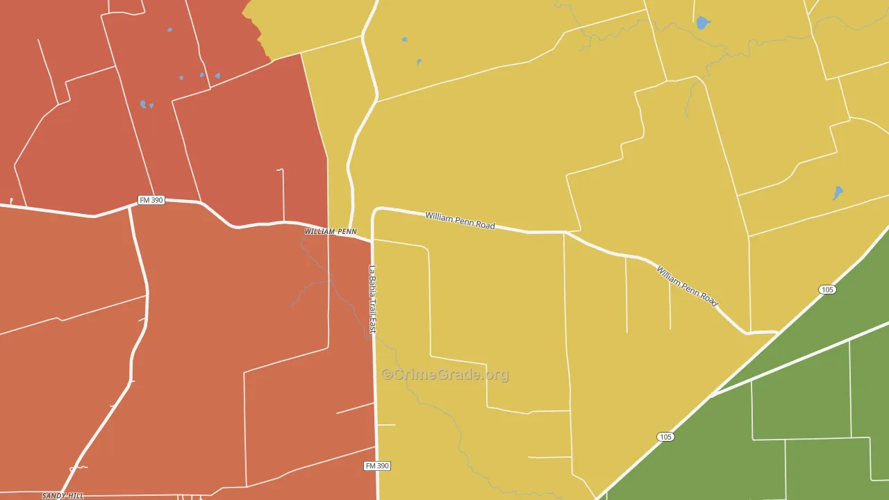 William Penn, TX Map of Robbery Rates