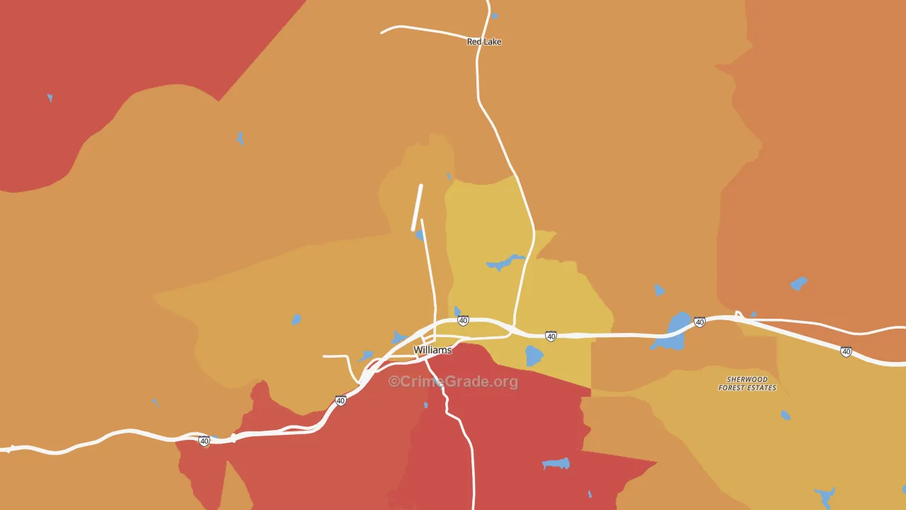 Williams, AZ Map of Robbery Rates