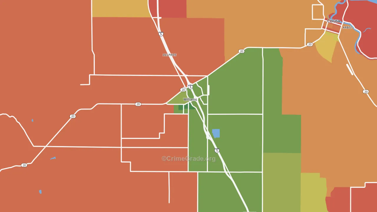Williams, CA Map of Robbery Rates