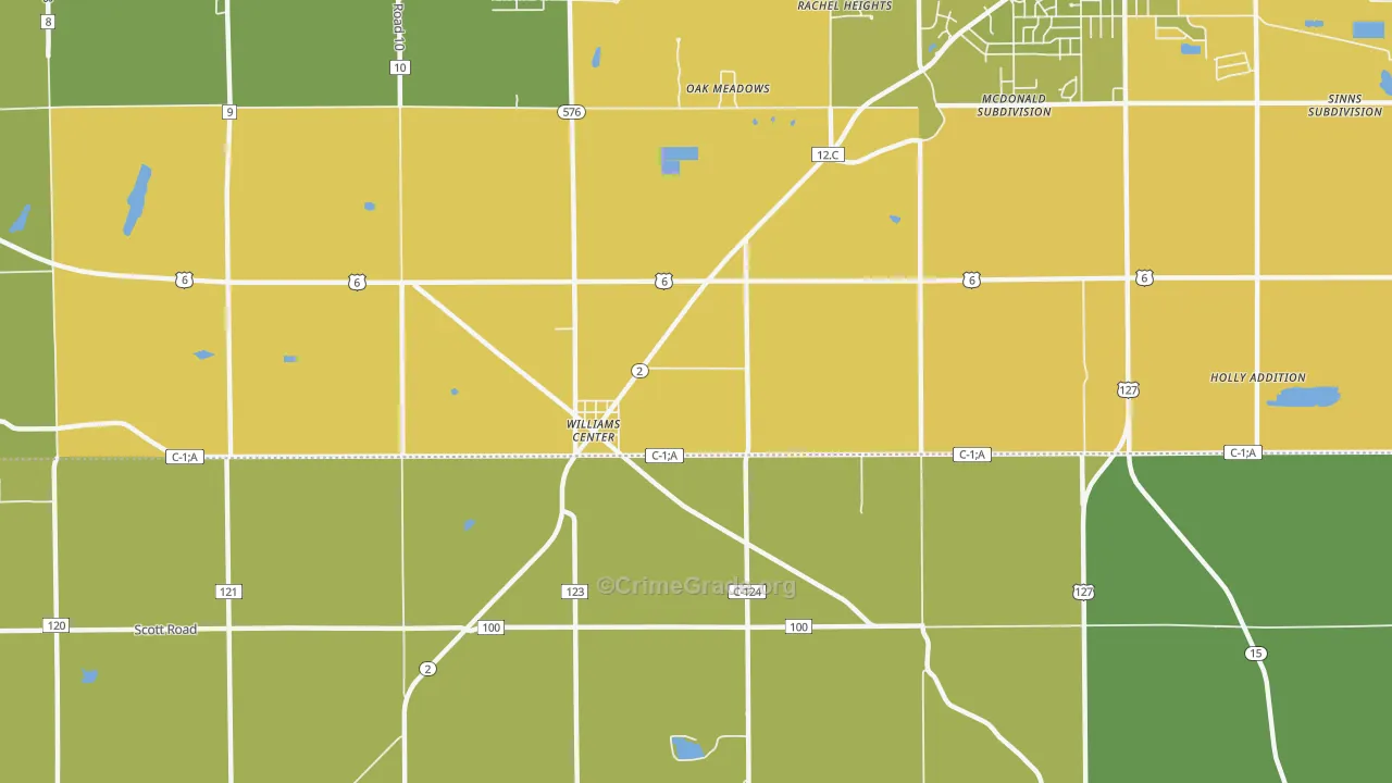 Williams Center, OH Map of Robbery Rates