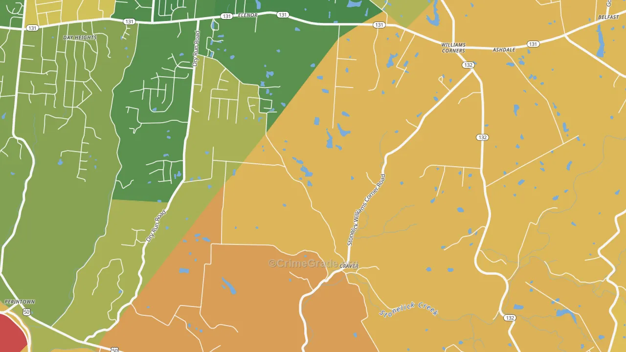 Williams Corner, OH Map of Robbery Rates