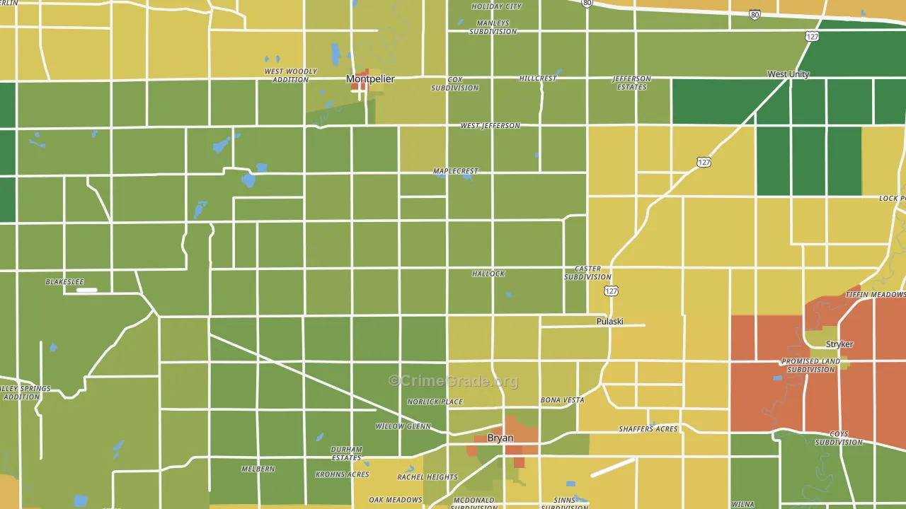 Williams County, OH Map of Robbery Rates
