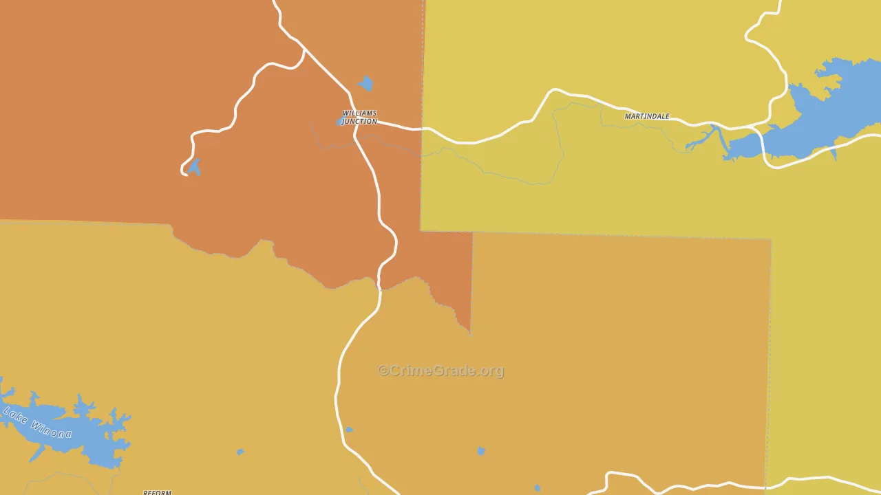 Williams Junction, AR Map of Robbery Rates