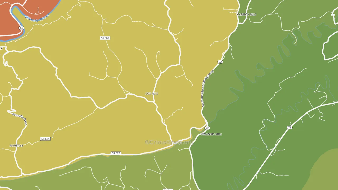 Williams Mill, VA Map of Robbery Rates