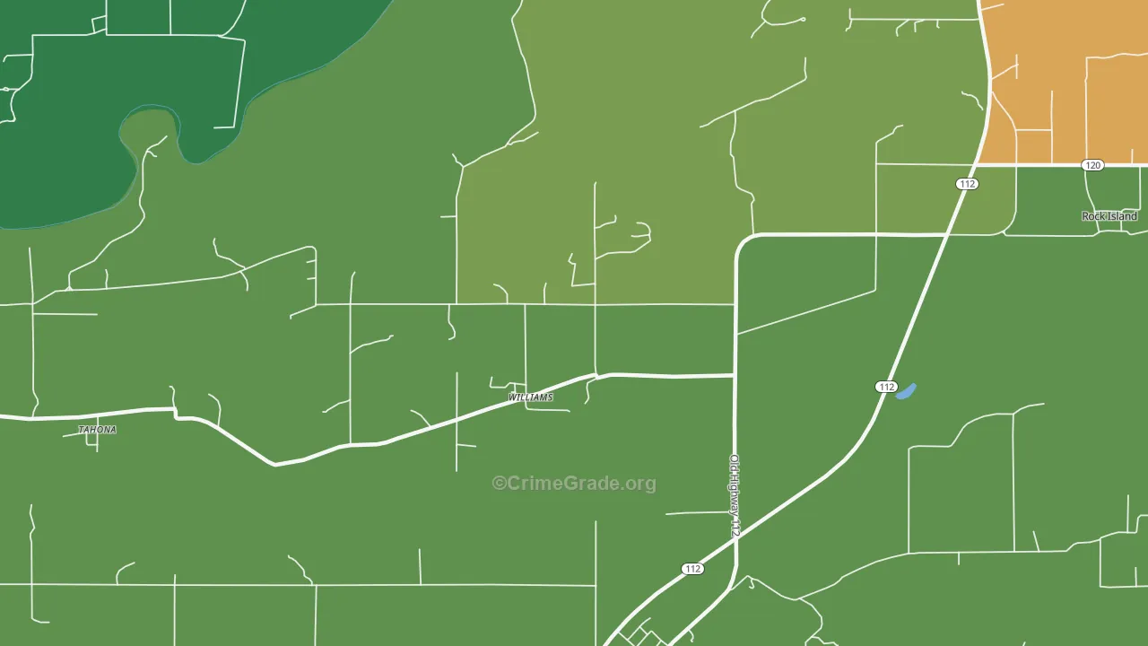 Williams, OK Map of Robbery Rates