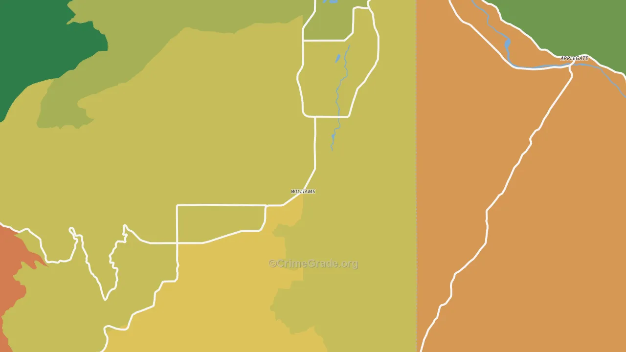 Williams, OR Map of Robbery Rates