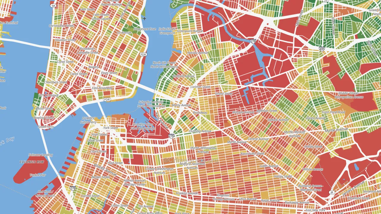 Williamsburg, Brooklyn, NY Map of Robbery Rates