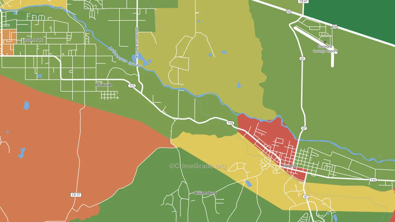 Williamsburg, CO Map of Robbery Rates