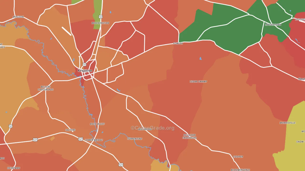 Williamsburg County, SC Map of Robbery Rates