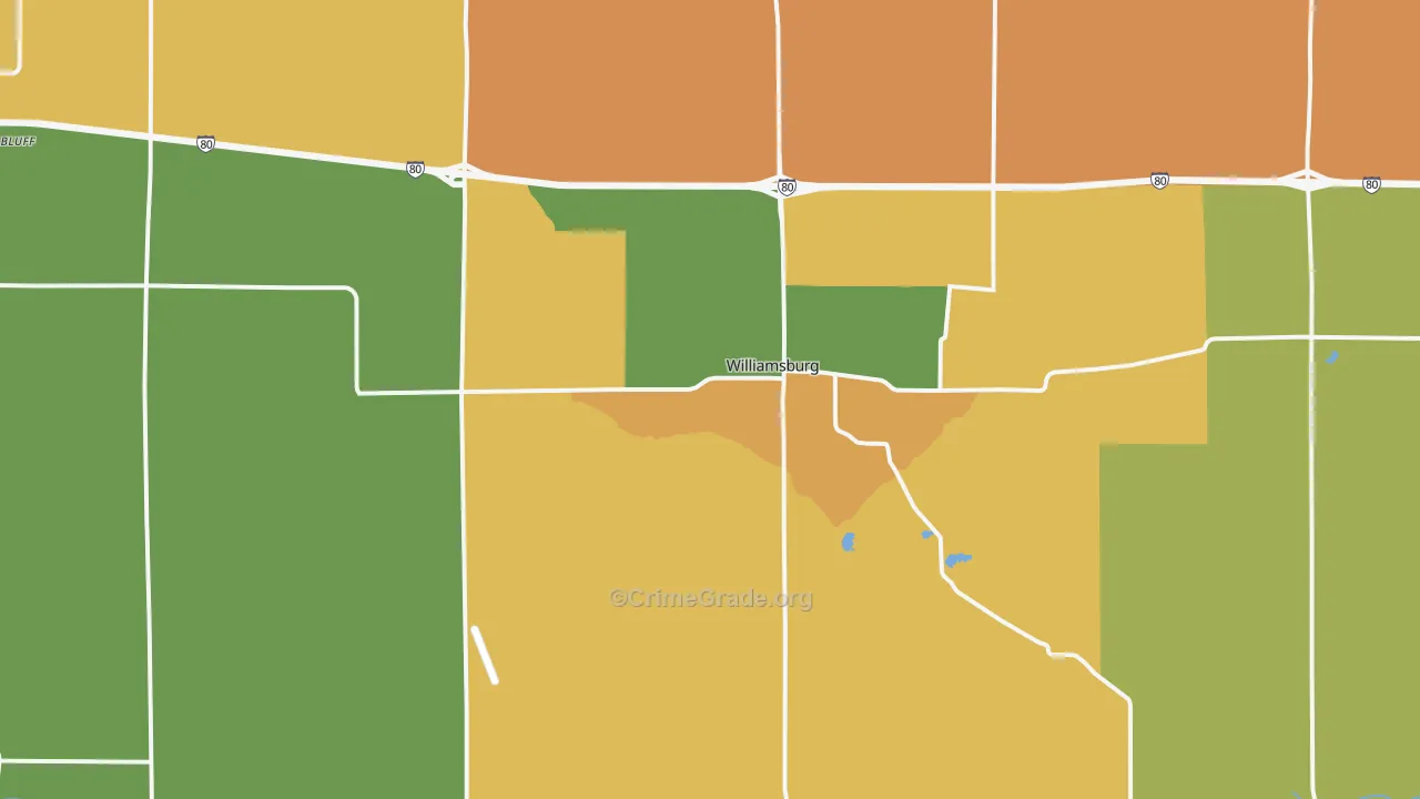 Williamsburg, IA Map of Robbery Rates