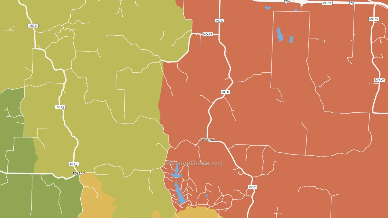 Williamsburg, MO Map of Robbery Rates
