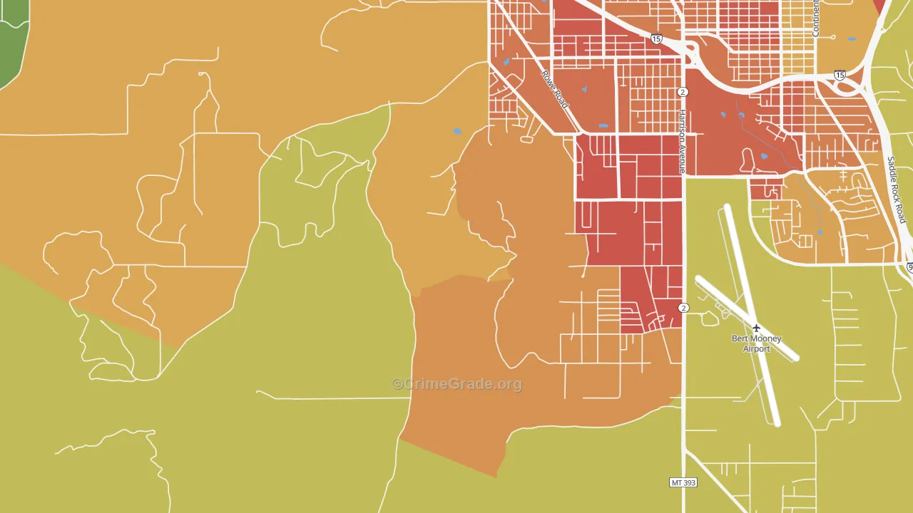 Williamsburg, MT Map of Robbery Rates