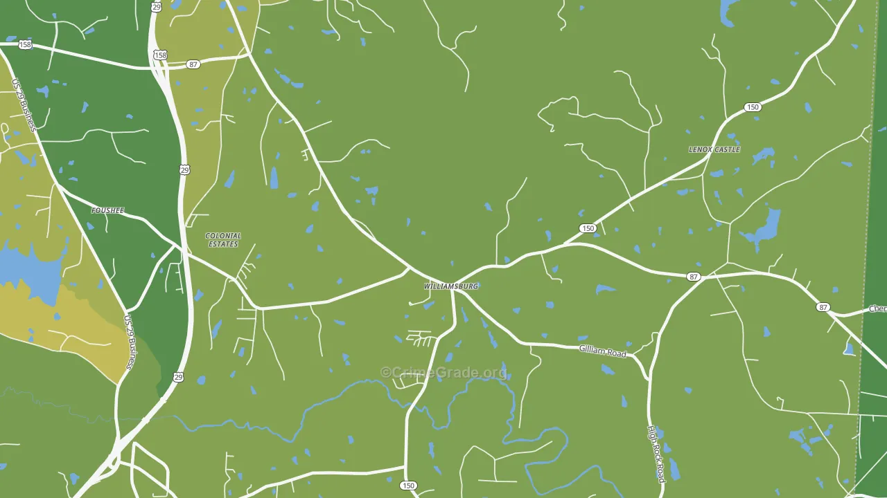 Williamsburg, NC Map of Robbery Rates