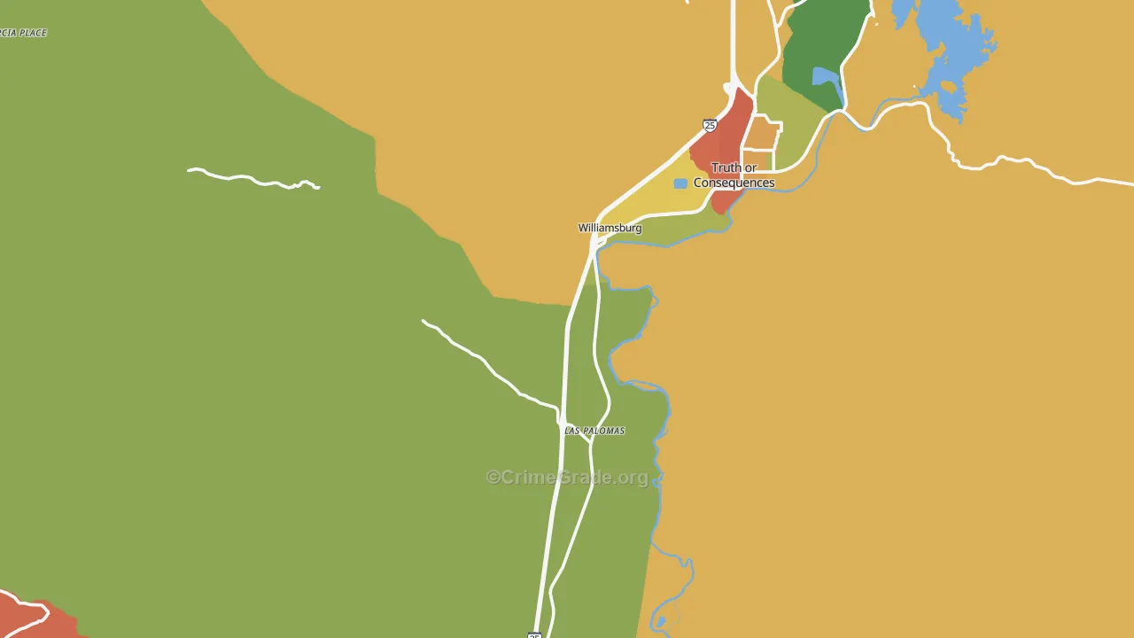 Williamsburg, NM Map of Robbery Rates
