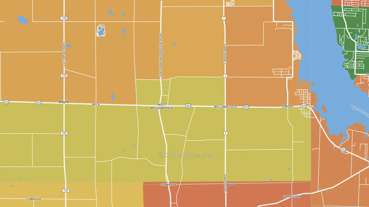 Williamsfield, OH Map of Robbery Rates