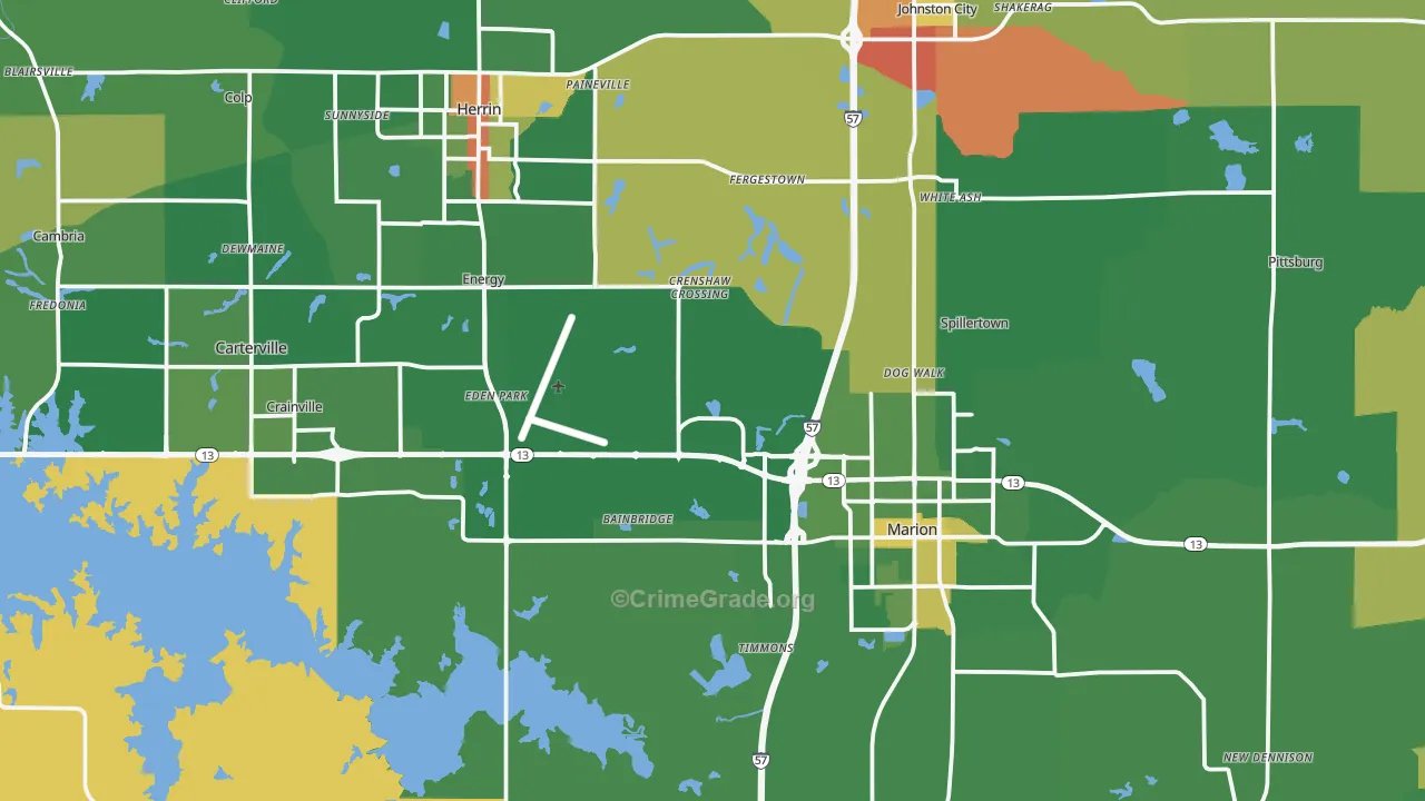 Williamson County, IL Map of Robbery Rates