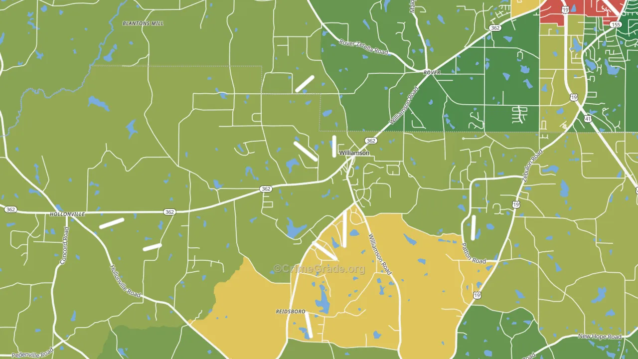 Williamson, GA Map of Robbery Rates