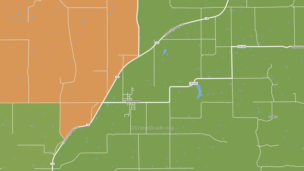 Williamson, IA Map of Robbery Rates