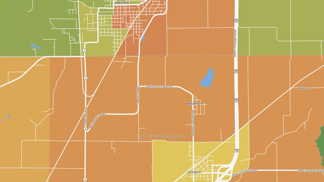Williamson, IL Map of Robbery Rates