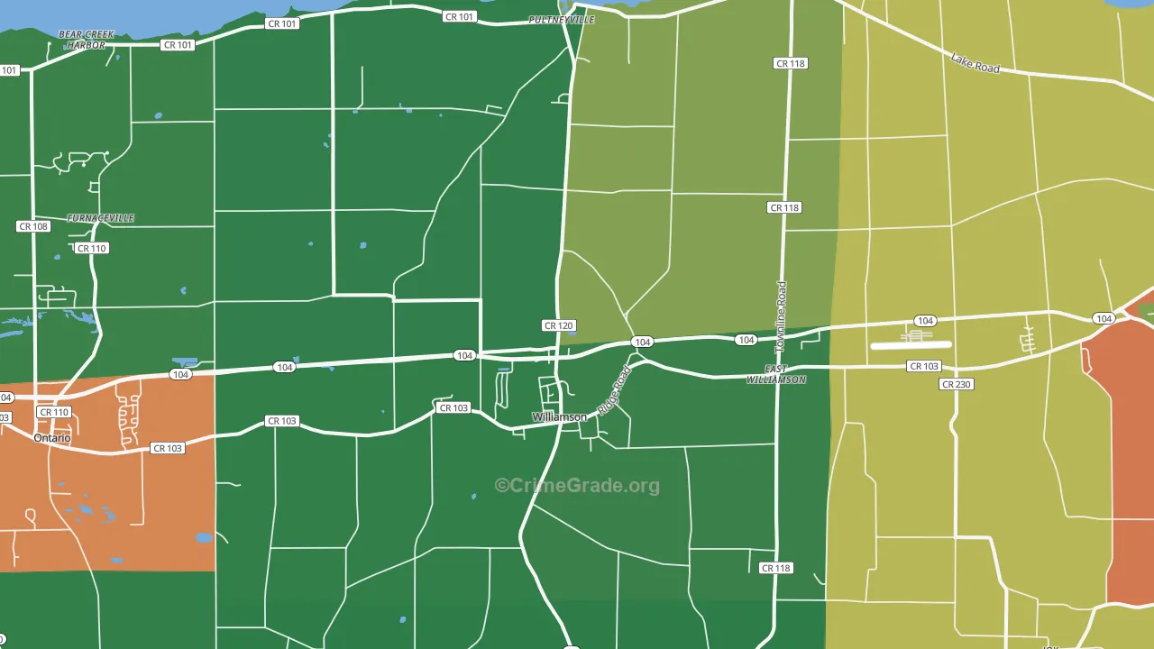 Williamson, NY Map of Robbery Rates