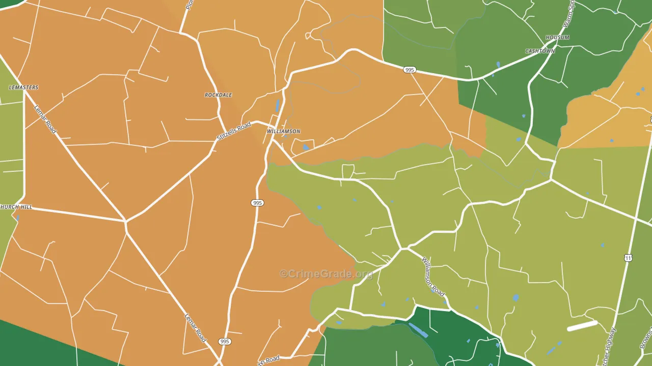 Williamson, PA Map of Robbery Rates