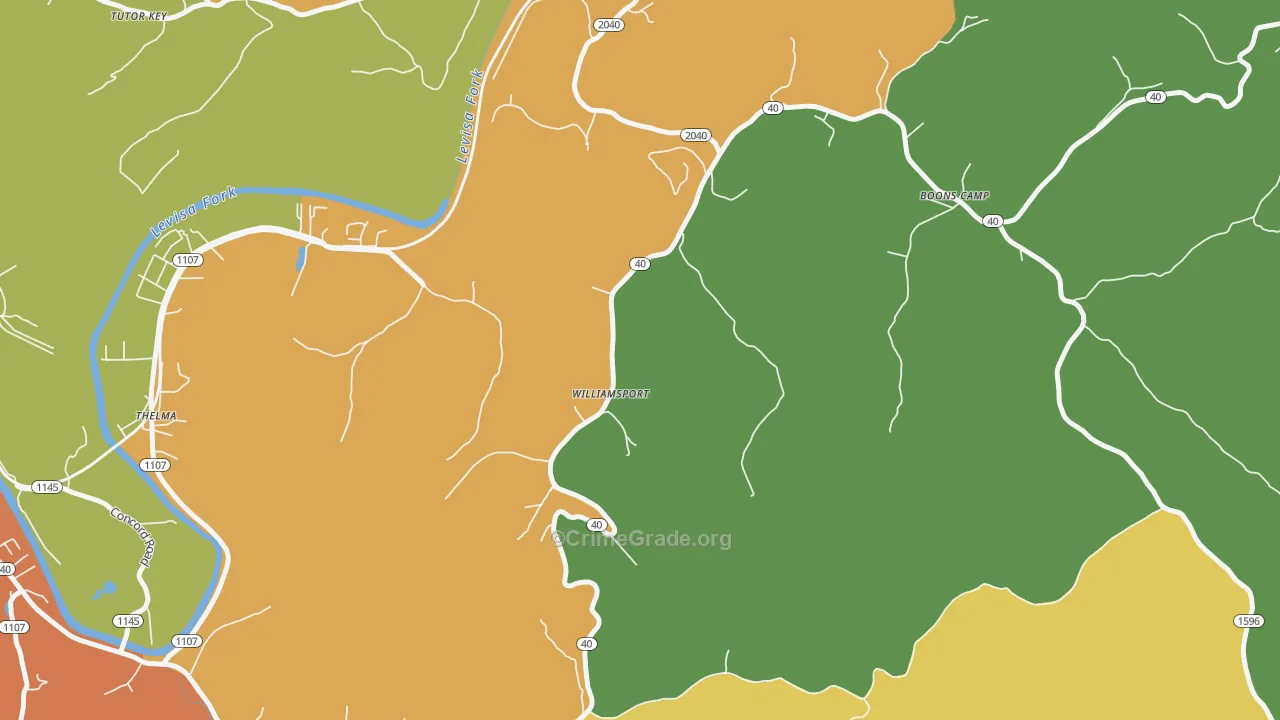 Williamsport, KY Map of Crime Rates