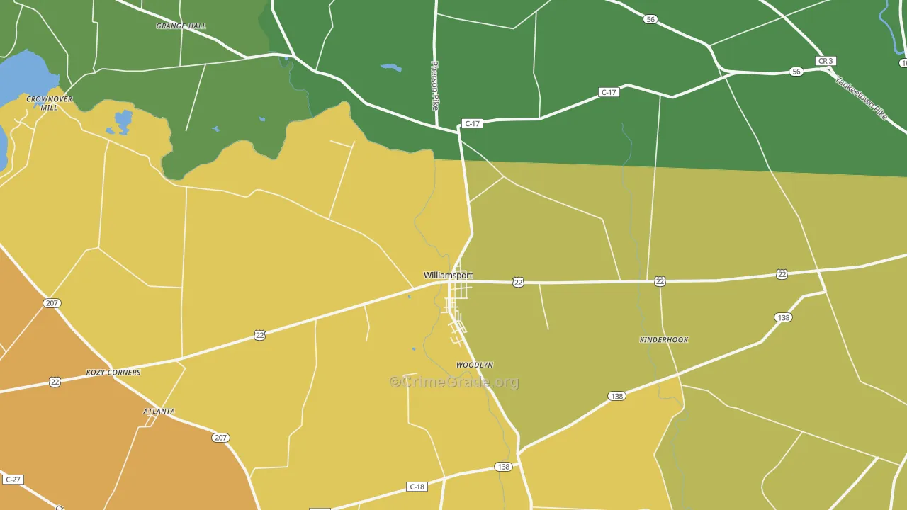Williamsport, OH Map of Robbery Rates