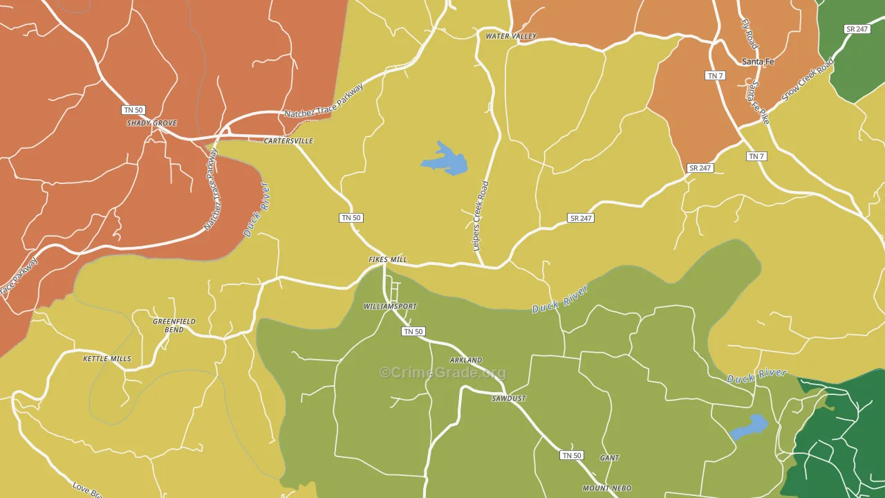 Williamsport, TN Map of Robbery Rates