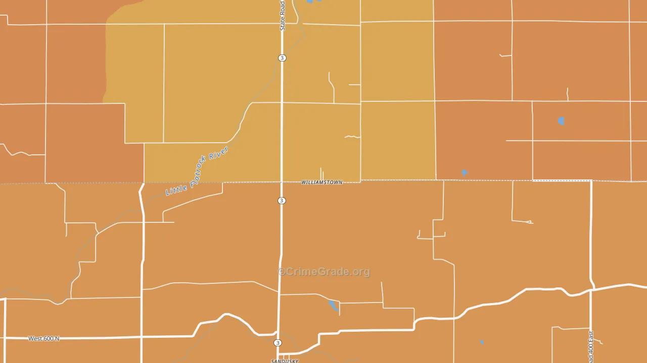 Williamstown, IN Map of Robbery Rates
