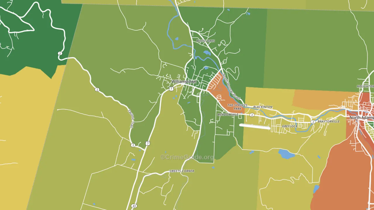 Williamstown, MA Map of Robbery Rates