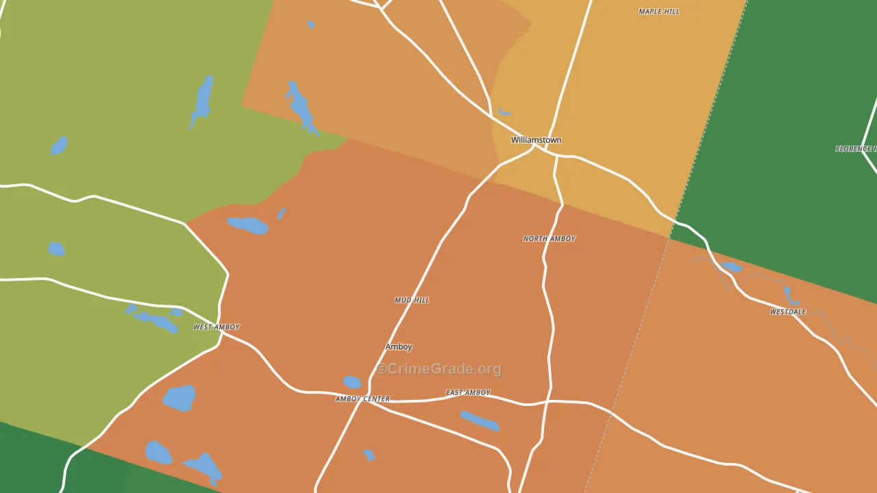 Williamstown, NY Map of Robbery Rates