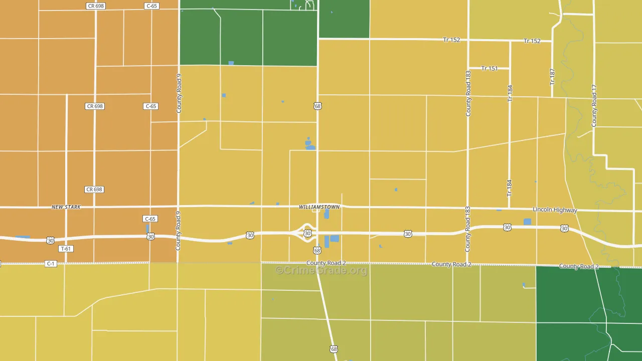 Williamstown, OH Map of Robbery Rates