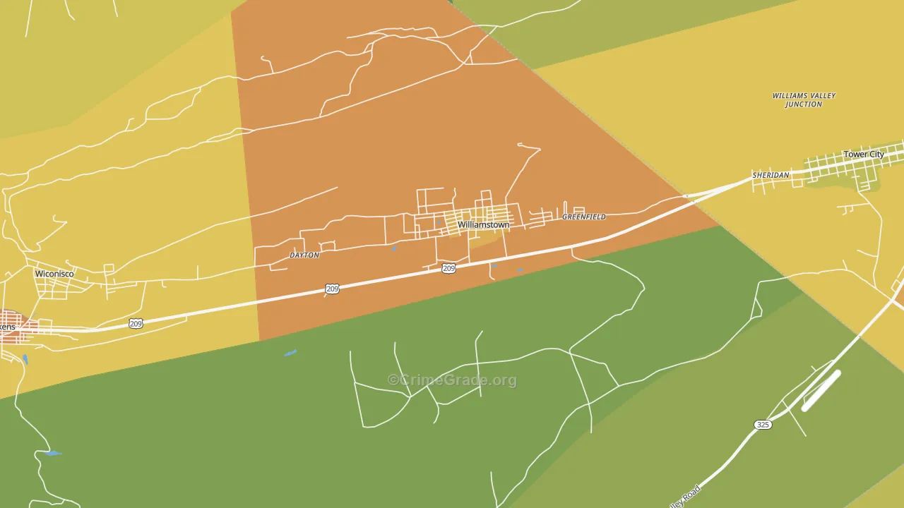 Williamstown, PA Map of Robbery Rates