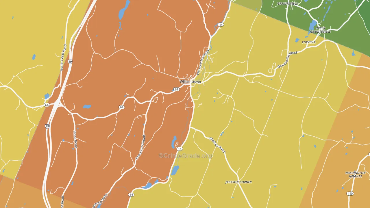 Williamstown, VT Map of Robbery Rates