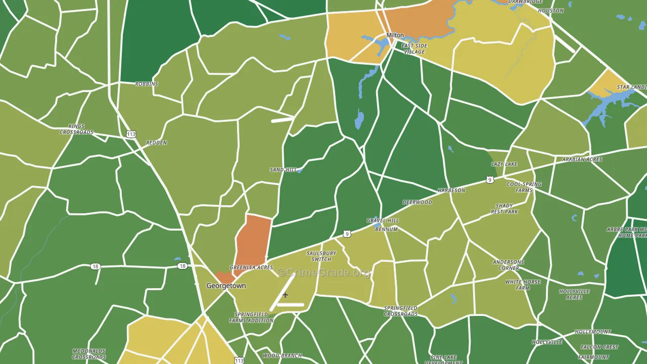 Williamsville, DE Map of Robbery Rates