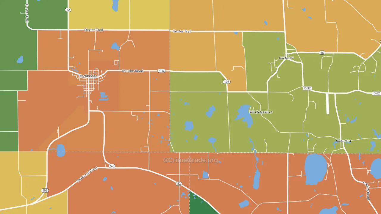 Williamsville, MI Map of Robbery Rates