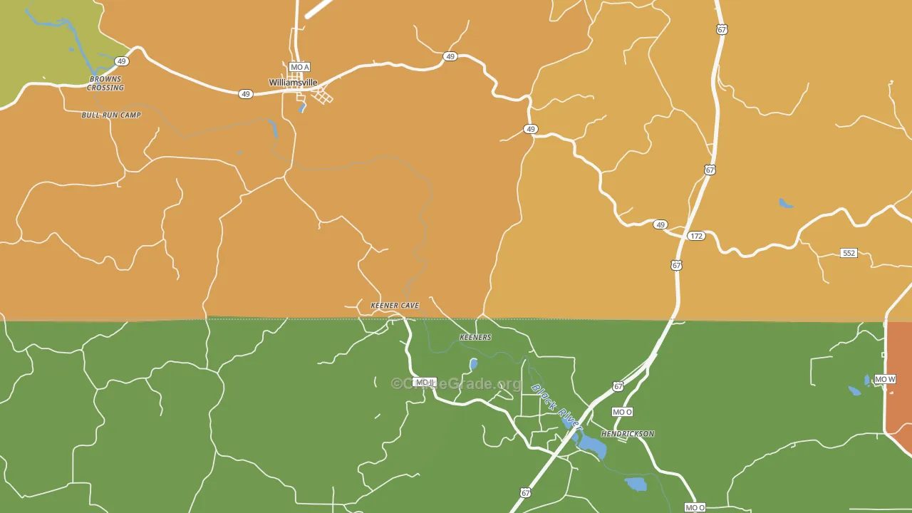Williamsville, MO Map of Robbery Rates