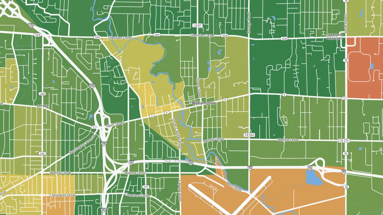 Williamsville, NY Map of Robbery Rates