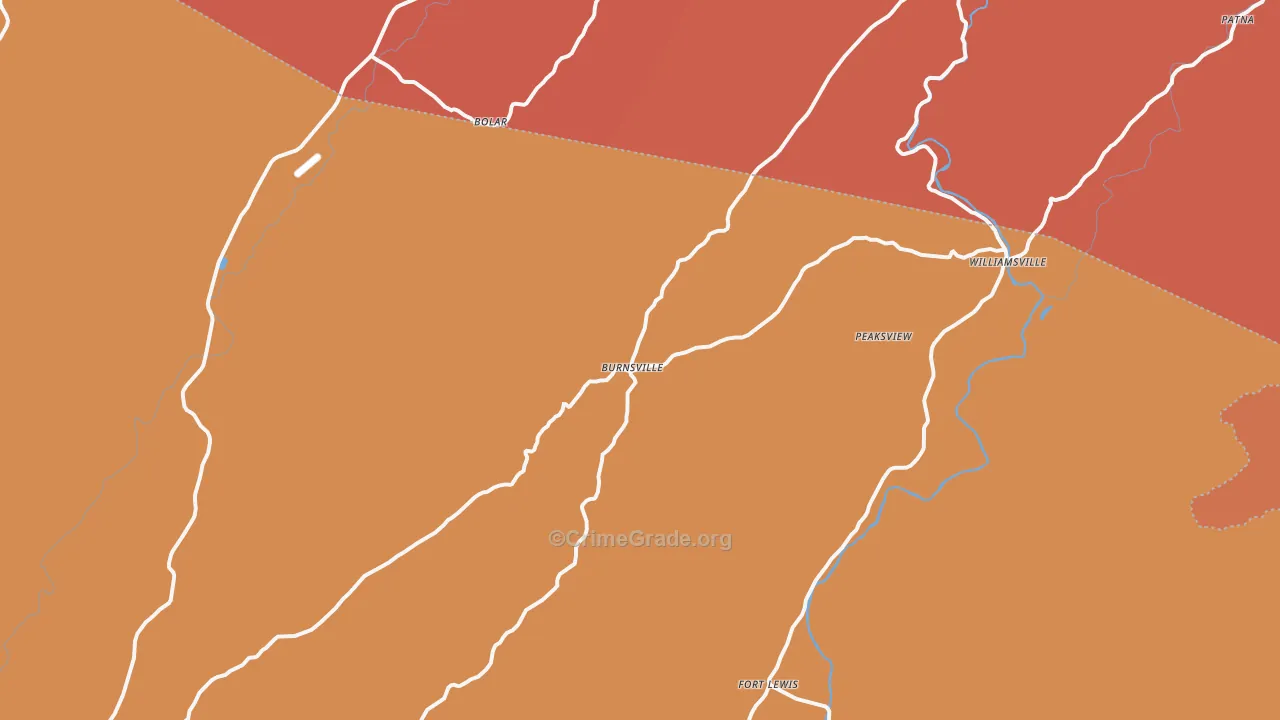Williamsville, VA Map of Robbery Rates