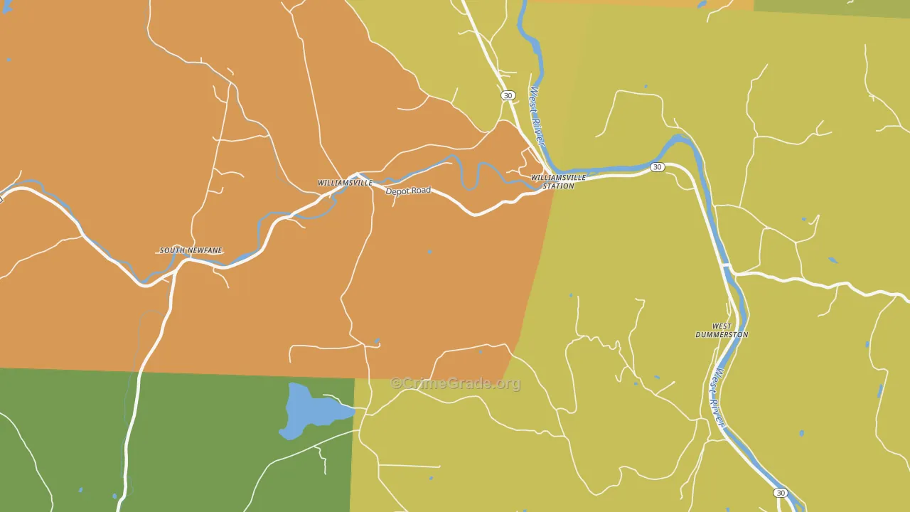 Williamsville, VT Map of Robbery Rates