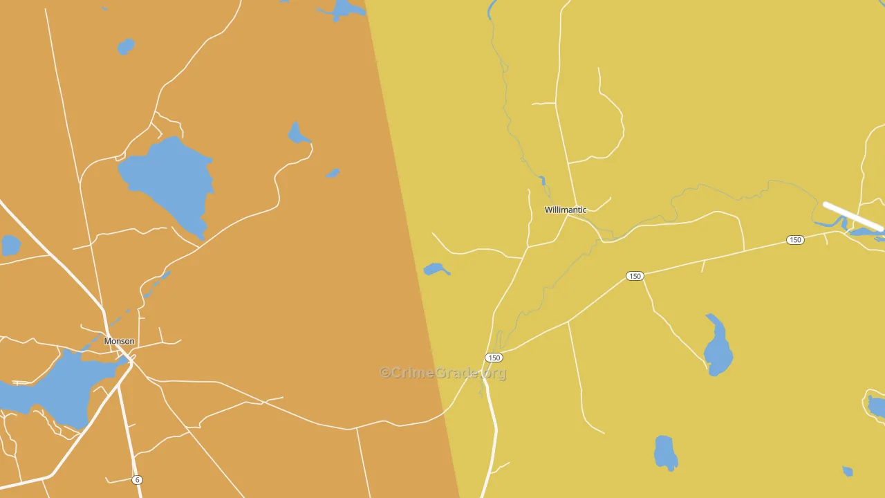 Willimantic, ME Map of Robbery Rates