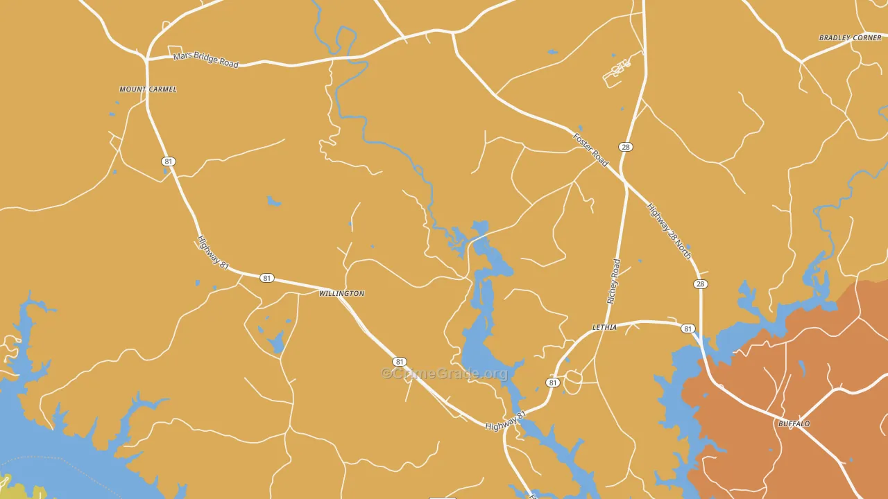 Willington, SC Map of Robbery Rates