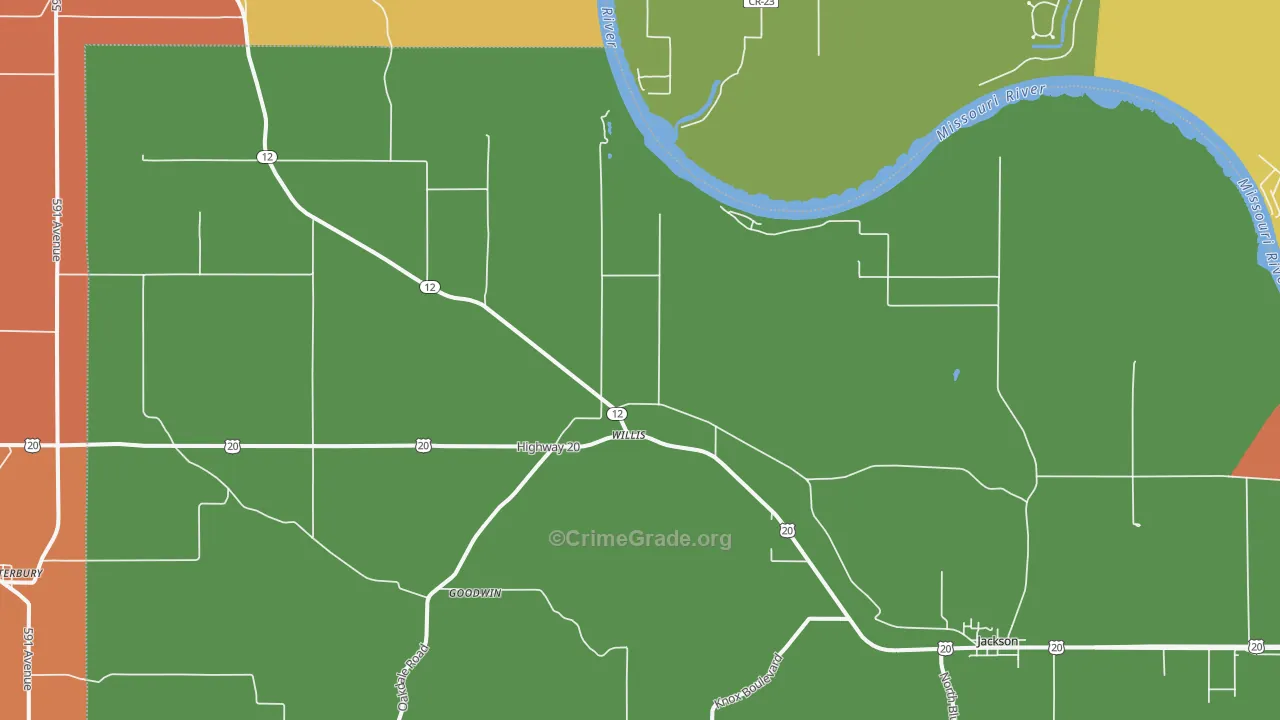 Willis, NE Map of Robbery Rates