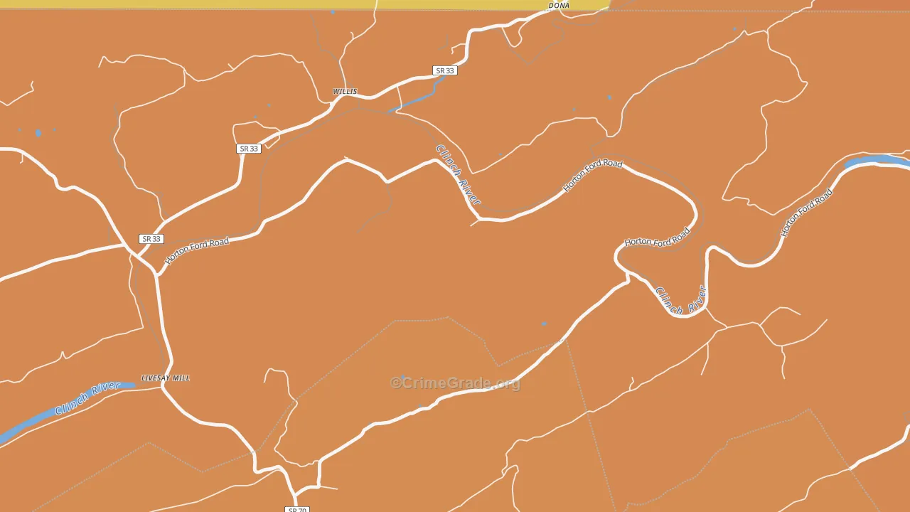 Willis, TN Map of Robbery Rates