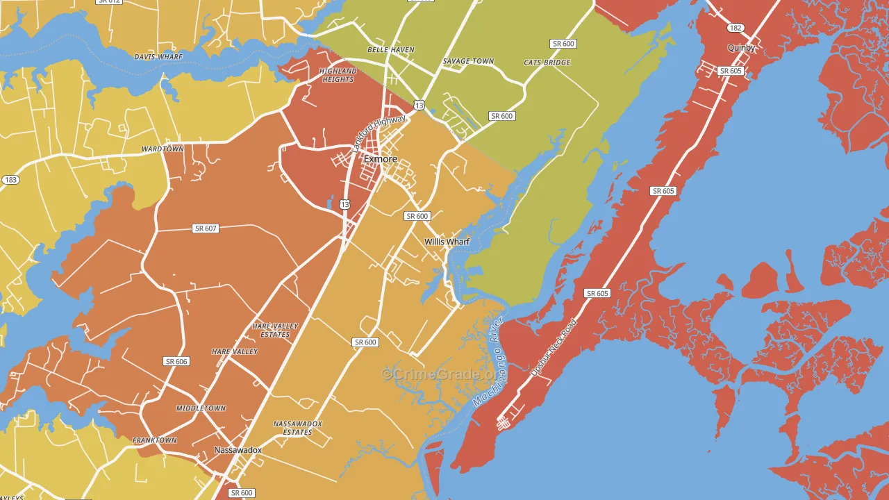 Willis Wharf, VA Map of Robbery Rates