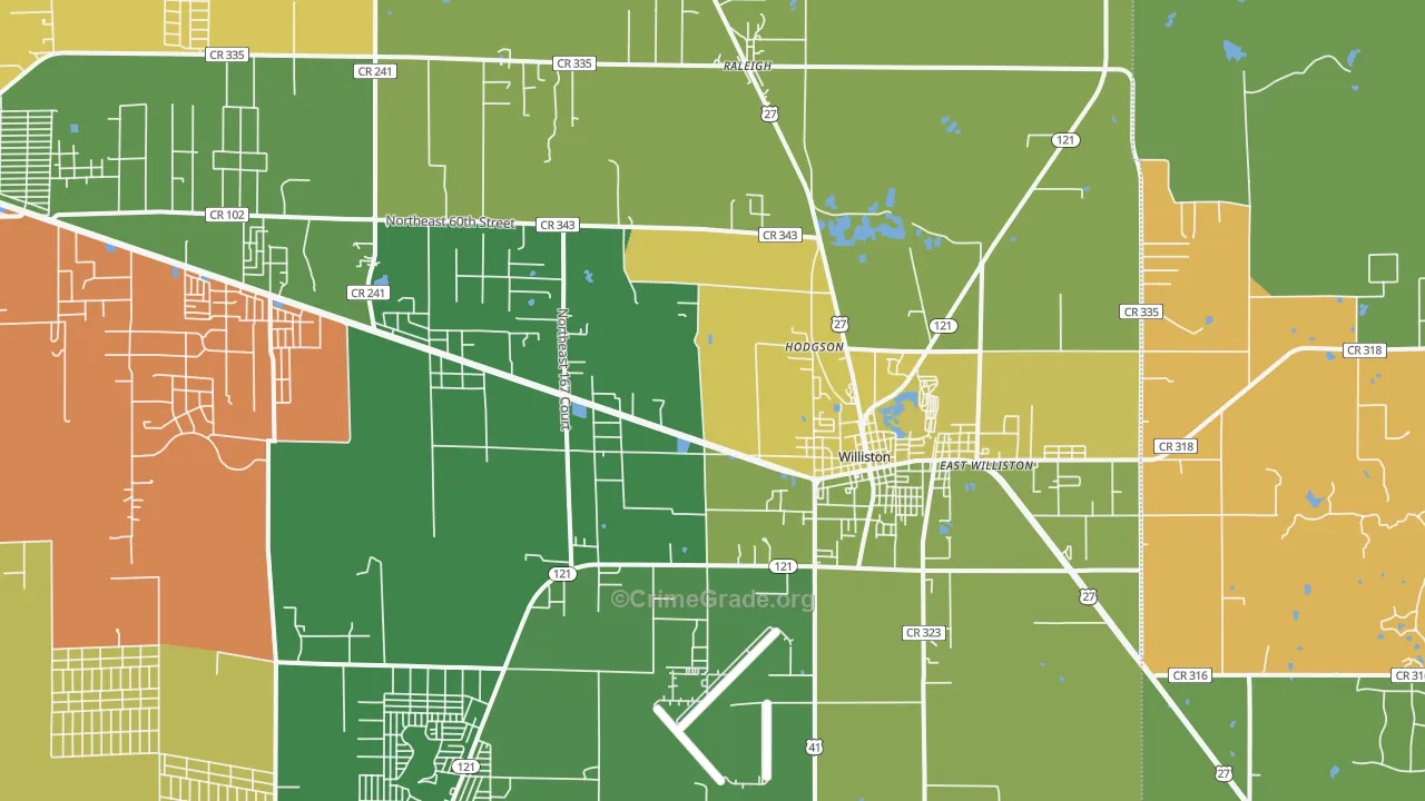 Williston, FL Map of Robbery Rates