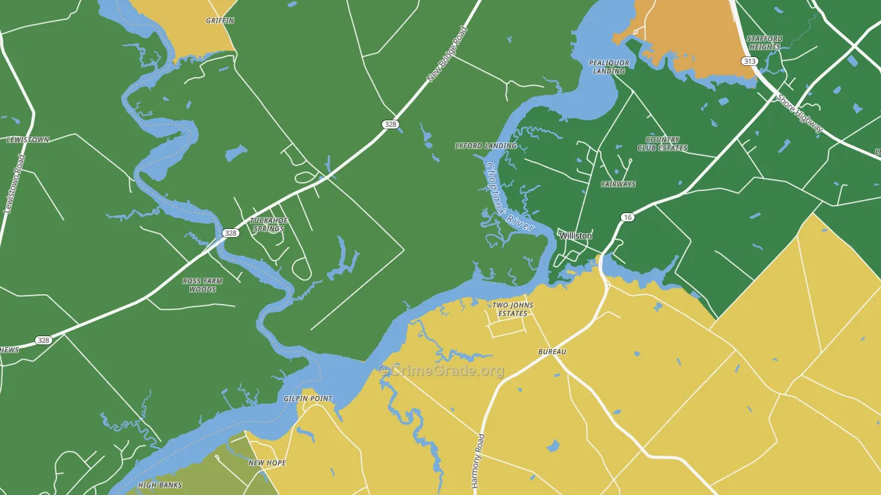 Williston, MD Map of Robbery Rates