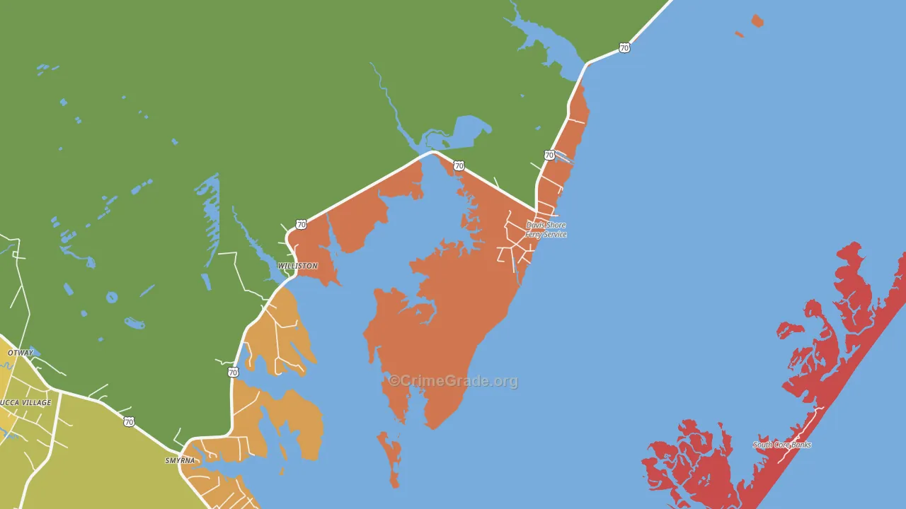 Williston, NC Map of Robbery Rates